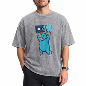 Funny Minnesota Folklore Babe The Blue Ox Washed Cotton T-Shirt Ice Out