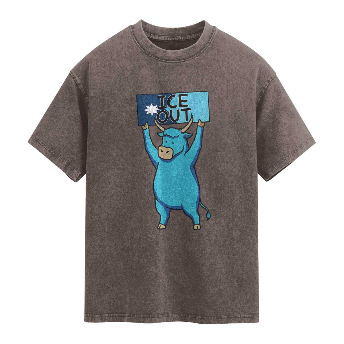Funny Minnesota Folklore Babe The Blue Ox Washed Cotton T-Shirt Ice Out