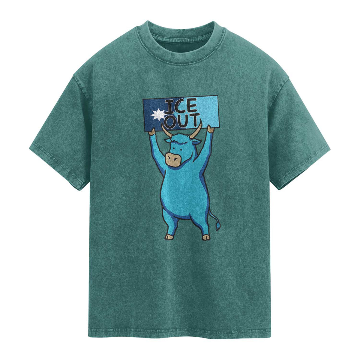 Funny Minnesota Folklore Babe The Blue Ox Washed Cotton T-Shirt Ice Out