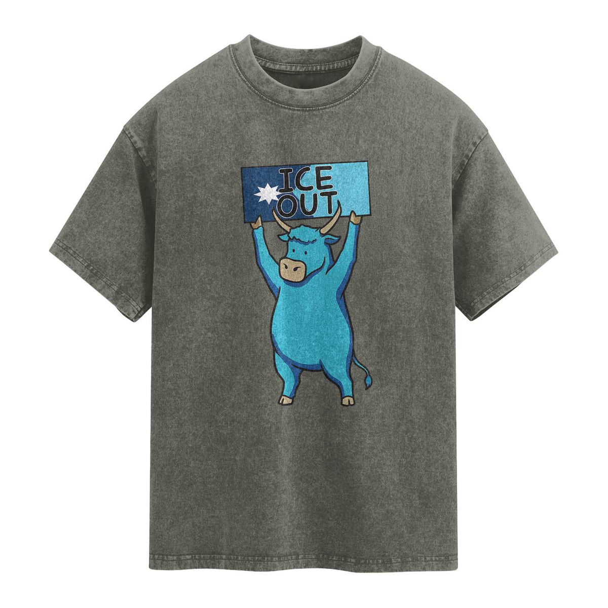 Funny Minnesota Folklore Babe The Blue Ox Washed Cotton T-Shirt Ice Out