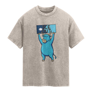 Funny Minnesota Folklore Babe The Blue Ox Washed Cotton T-Shirt Ice Out