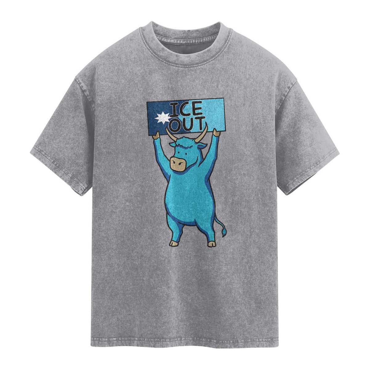 Funny Minnesota Folklore Babe The Blue Ox Washed Cotton T-Shirt Ice Out