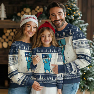 Funny Minnesota Folklore Babe The Blue Ox Ugly Christmas Sweater Ice Out TS12 Beige Navy Print Your Wear