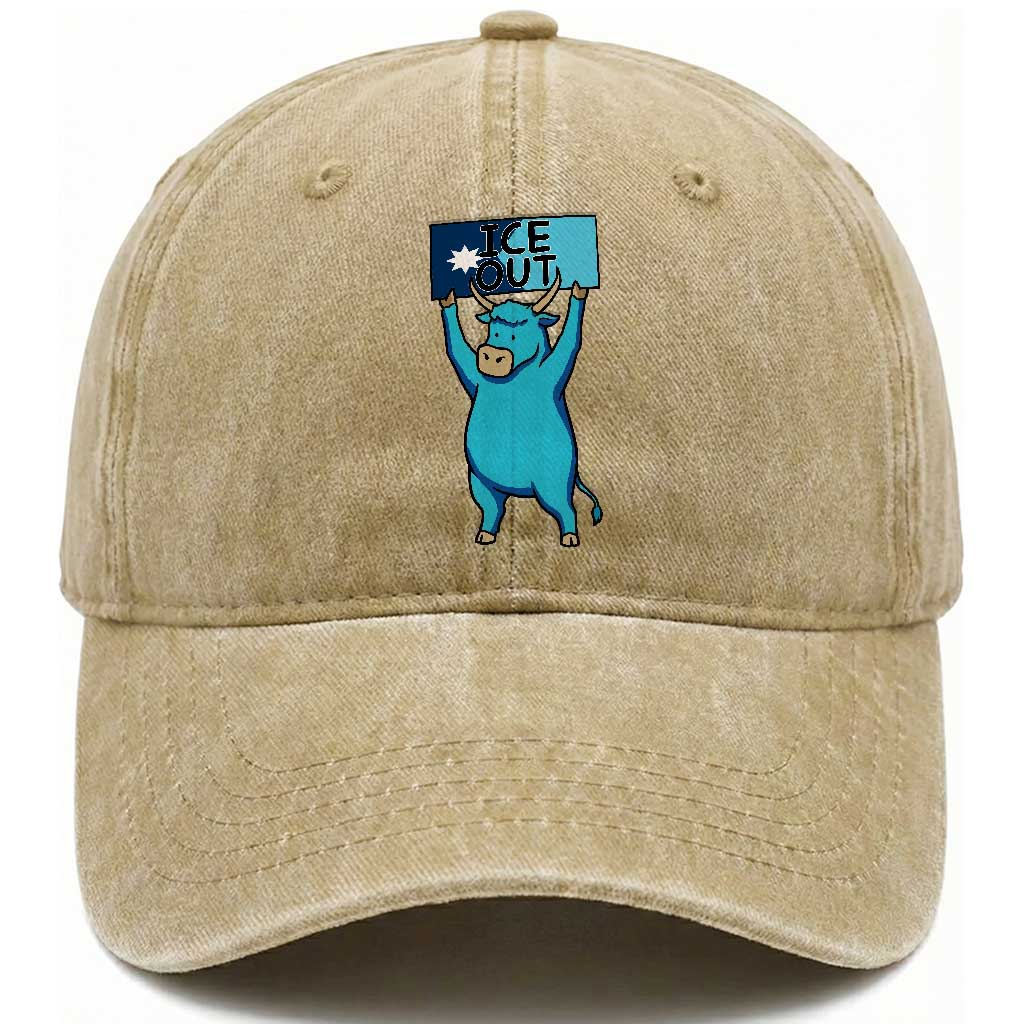 Funny Minnesota Folklore Babe The Blue Ox Washed Cotton Baseball Cap Ice Out TS12 Print Your Wear