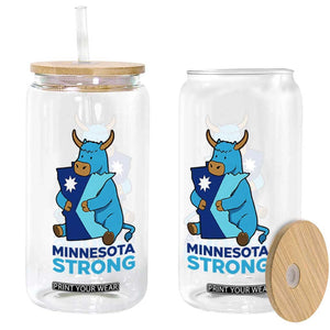 Minnesota Strong Glass Can Blue Ox Midwest Folklore Heritage TS12 Print Your Wear