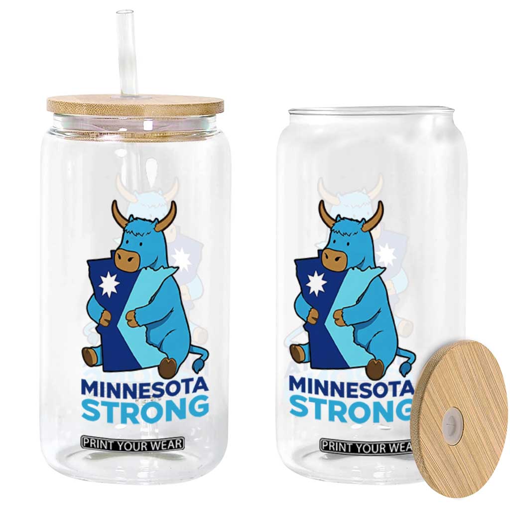 Minnesota Strong Glass Can Blue Ox Midwest Folklore Heritage TS12 Print Your Wear