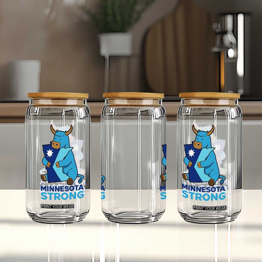 Minnesota Strong Glass Can Blue Ox Midwest Folklore Heritage TS12 Print Your Wear