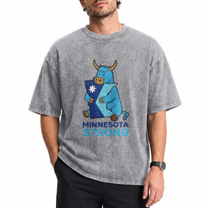 Minnesota Strong Washed Cotton T-Shirt Blue Ox Midwest Folklore Heritage
