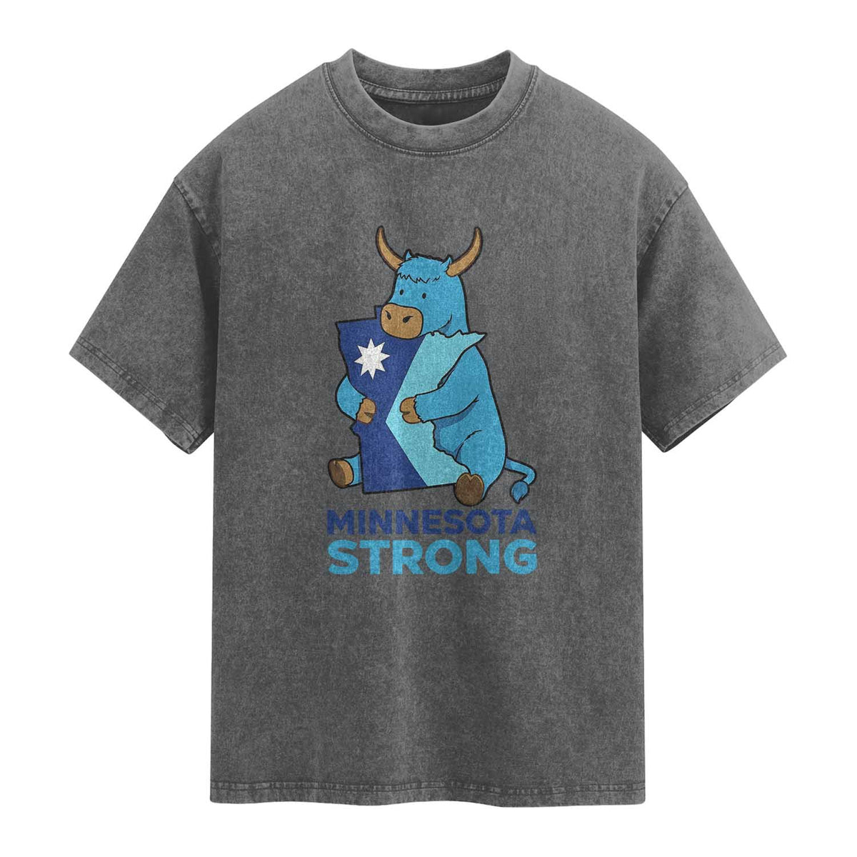 Minnesota Strong Washed Cotton T-Shirt Blue Ox Midwest Folklore Heritage