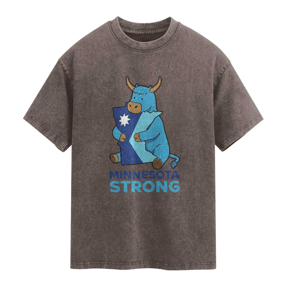 Minnesota Strong Washed Cotton T-Shirt Blue Ox Midwest Folklore Heritage