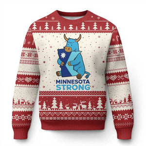 Minnesota Strong Ugly Christmas Sweater Blue Ox Midwest Folklore Heritage TS12 Beige Red Print Your Wear