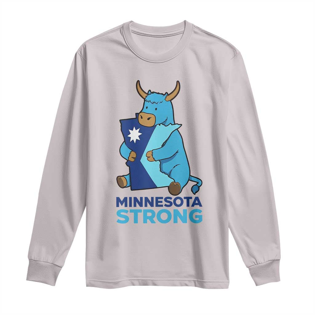 Minnesota Strong Long Sleeve Shirt Blue Ox Midwest Folklore Heritage TS12 Ice Gray Print Your Wear