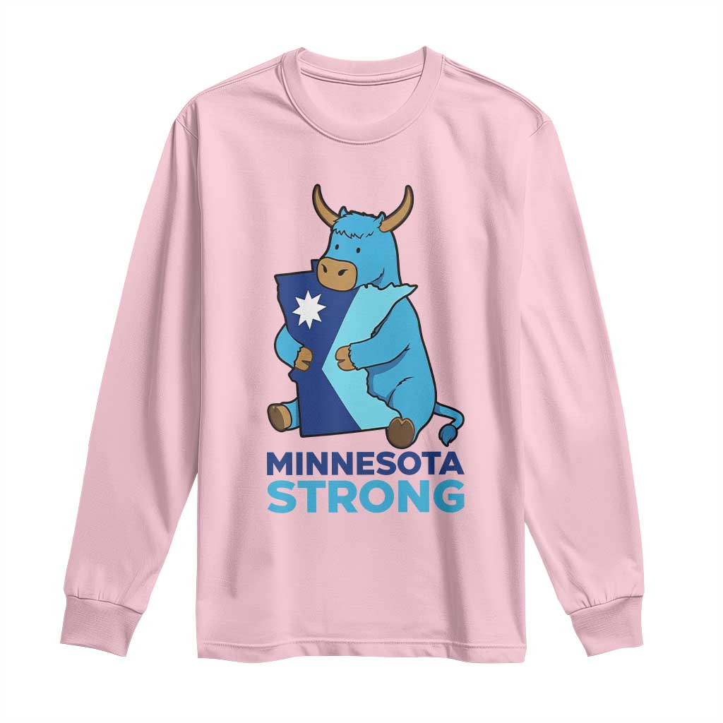 Minnesota Strong Long Sleeve Shirt Blue Ox Midwest Folklore Heritage TS12 Light Pink Print Your Wear