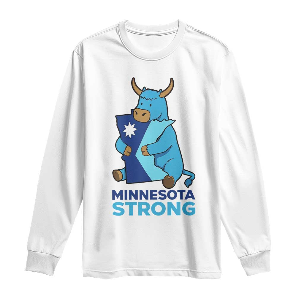 Minnesota Strong Long Sleeve Shirt Blue Ox Midwest Folklore Heritage TS12 White Print Your Wear