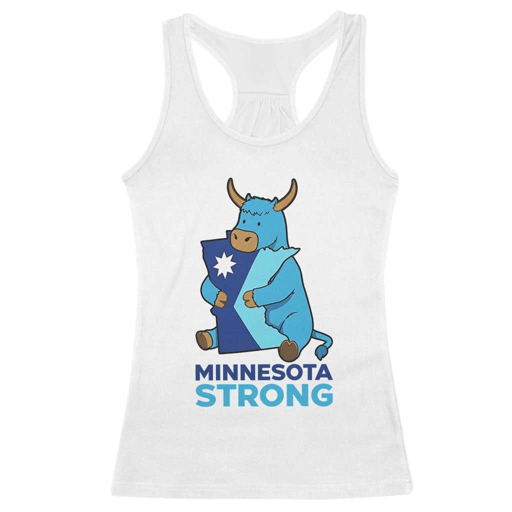 Minnesota Strong Racerback Tank Top Blue Ox Midwest Folklore Heritage TS12 White Print Your Wear