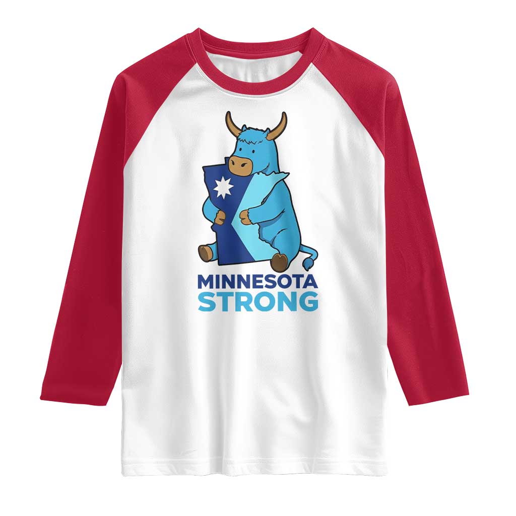 Minnesota Strong Raglan Shirt Blue Ox Midwest Folklore Heritage TS12 White Red Print Your Wear