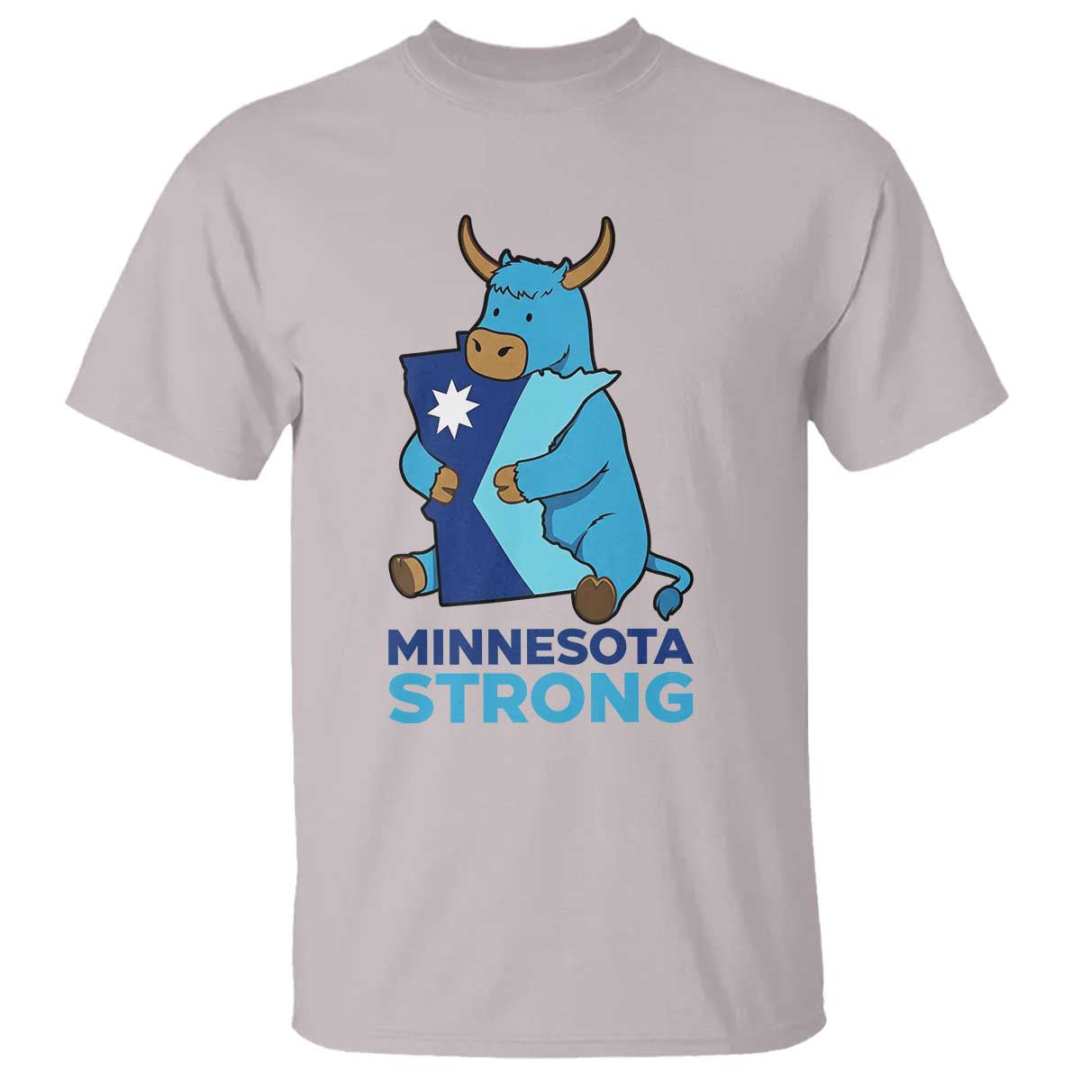 Minnesota Strong T Shirt Blue Ox Midwest Folklore Heritage TS12 Ice Gray Print Your Wear