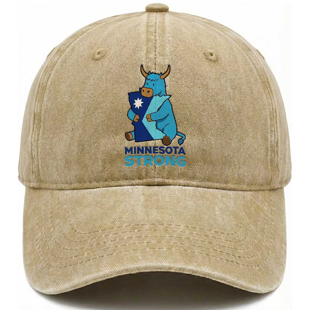 Minnesota Strong Washed Cotton Baseball Cap Blue Ox Midwest Folklore Heritage TS12 Print Your Wear