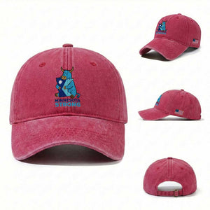 Minnesota Strong Washed Cotton Baseball Cap Blue Ox Midwest Folklore Heritage TS12 Washed Cap Universal Fit Red Print Your Wear