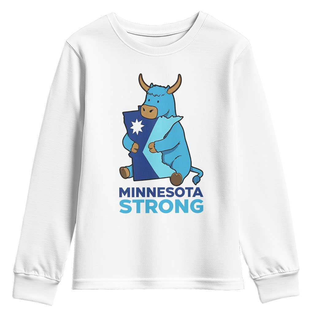 Minnesota Strong Youth Sweatshirt Blue Ox Midwest Folklore Heritage TS12 White Print Your Wear