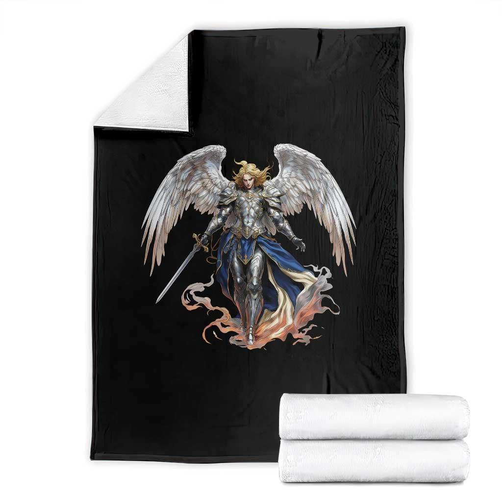 Archangel Saint Michael Warrior Throw Blanket Catholic Protection Gift TS12 Black Print Your Wear