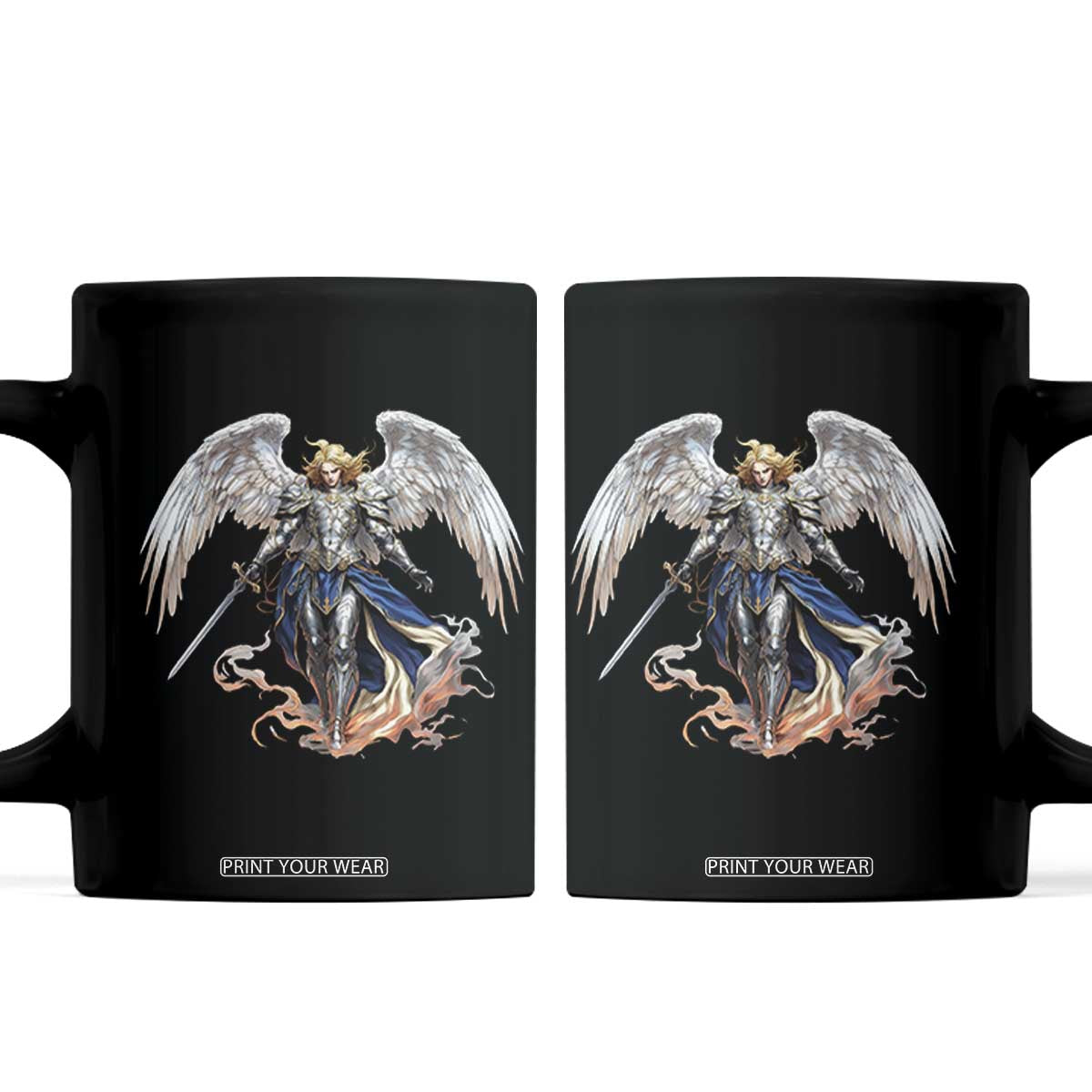 Archangel Saint Michael Warrior Coffee Mug Catholic Protection Gift TS12 Black Print Your Wear