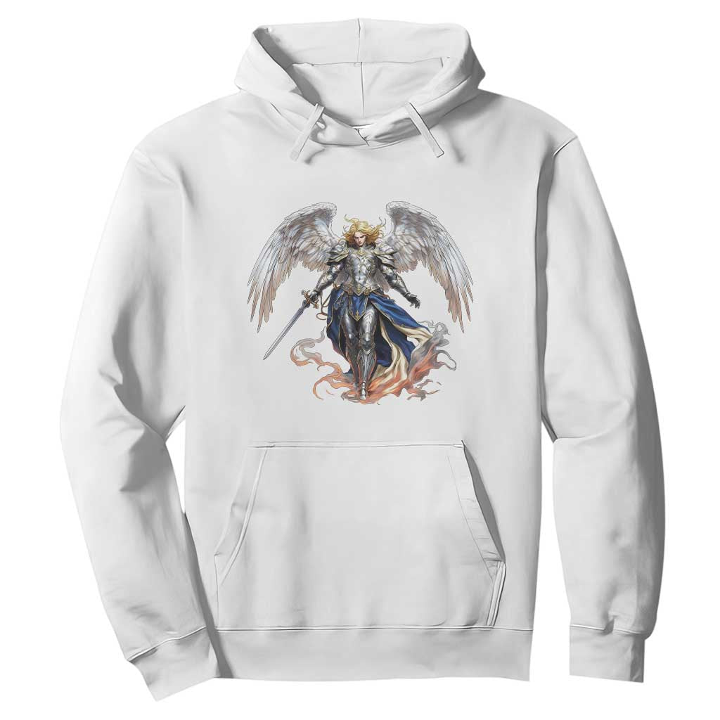 Archangel Saint Michael Warrior Hoodie Catholic Protection Gift TS12 White Print Your Wear