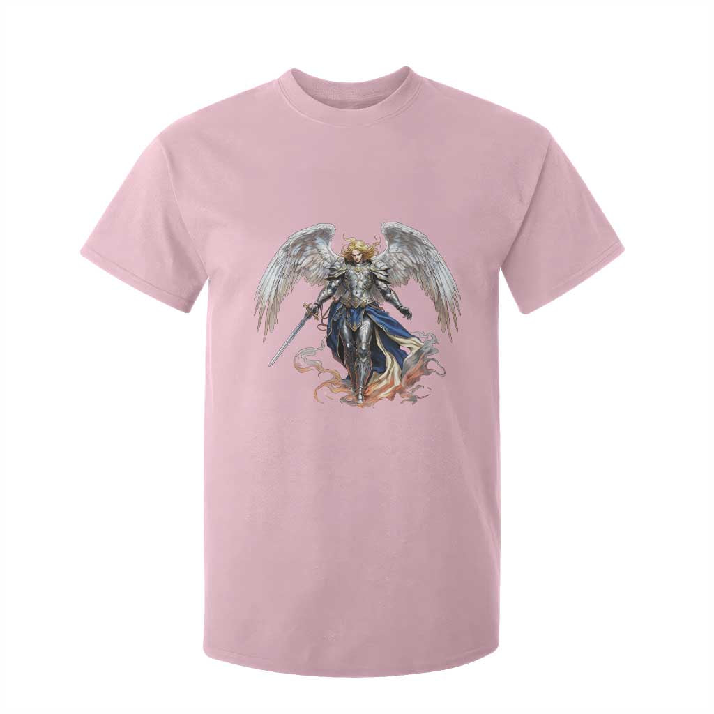 Archangel Saint Michael Warrior T Shirt For Kid Catholic Protection Gift TS12 Light Pink Print Your Wear