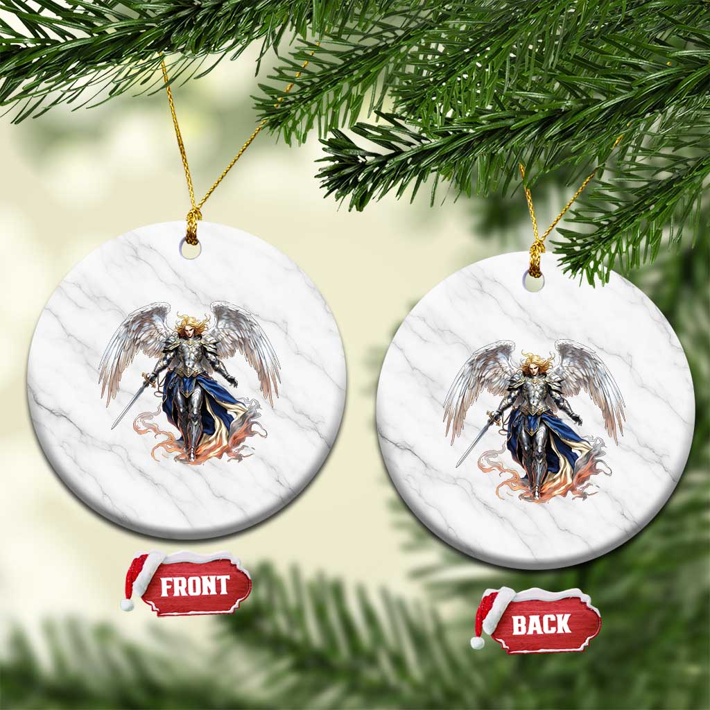 Archangel Saint Michael Warrior Ceramic Ornament Catholic Protection Gift TS12 1pc White Marble Print Your Wear