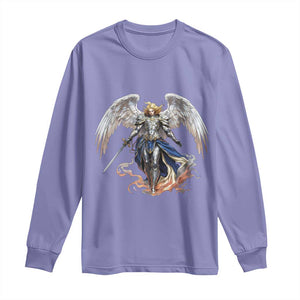 Archangel Saint Michael Warrior Long Sleeve Shirt Catholic Protection Gift TS12 Violet Print Your Wear