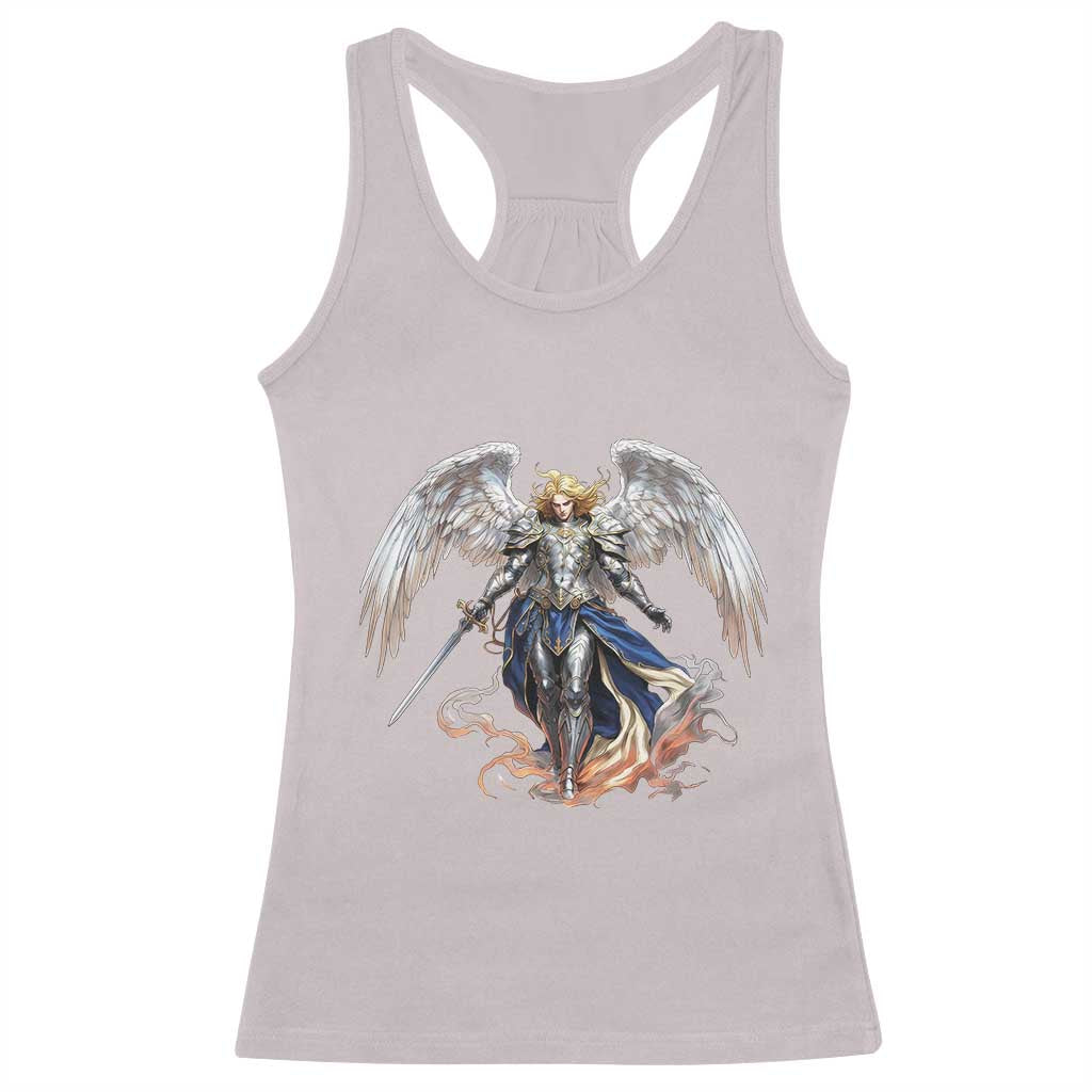 Archangel Saint Michael Warrior Racerback Tank Top Catholic Protection Gift TS12 Ice Gray Print Your Wear