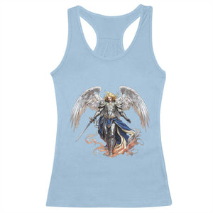 Archangel Saint Michael Warrior Racerback Tank Top Catholic Protection Gift TS12 Light Blue Print Your Wear
