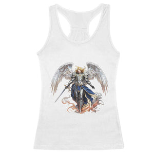Archangel Saint Michael Warrior Racerback Tank Top Catholic Protection Gift TS12 White Print Your Wear