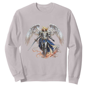 Archangel Saint Michael Warrior Sweatshirt Catholic Protection Gift TS12 Ice Gray Print Your Wear