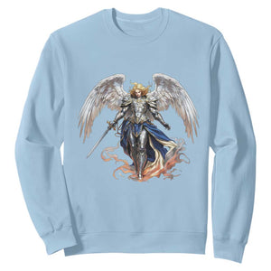 Archangel Saint Michael Warrior Sweatshirt Catholic Protection Gift TS12 Light Blue Print Your Wear
