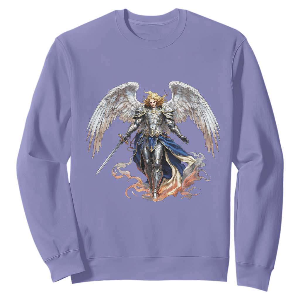 Archangel Saint Michael Warrior Sweatshirt Catholic Protection Gift TS12 Violet Print Your Wear