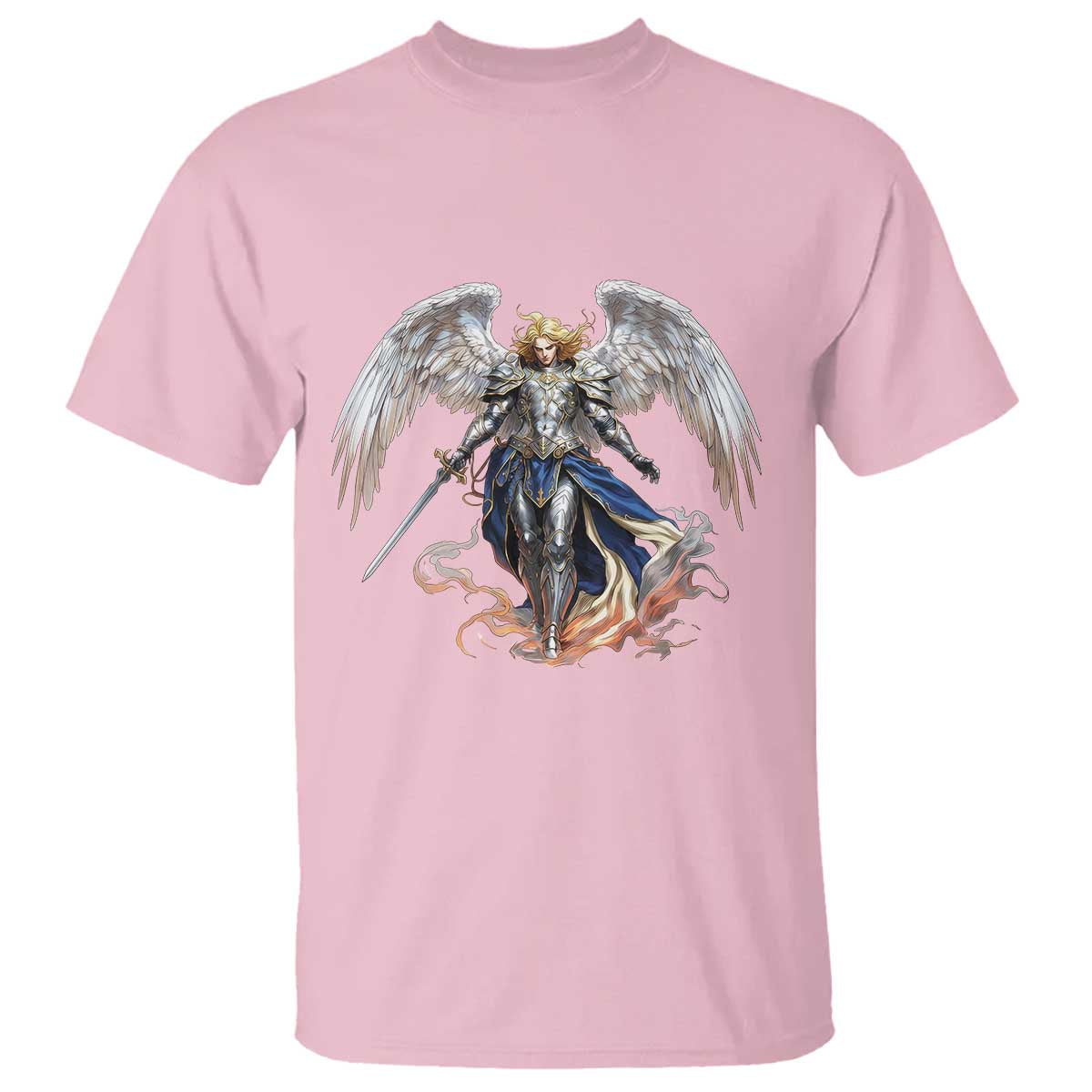 Archangel Saint Michael Warrior T Shirt Catholic Protection Gift TS12 Light Pink Print Your Wear
