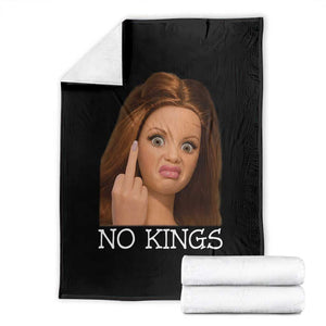 No Kings Throw Blanket Funny Disgusted Doll Face Meme TS12 Black Print Your Wear