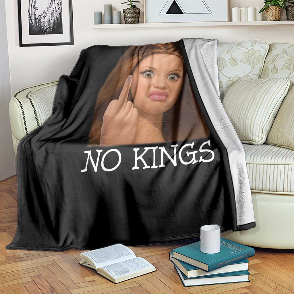 No Kings Throw Blanket Funny Disgusted Doll Face Meme TS12 Print Your Wear