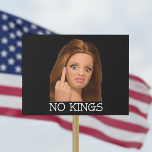 No Kings Protest Sign Funny Disgusted Doll Face Meme TS12 Horizontal 18" × 24" Black Print Your Wear