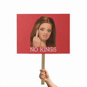 No Kings Protest Sign Funny Disgusted Doll Face Meme TS12 Horizontal 18" × 24" Red Print Your Wear