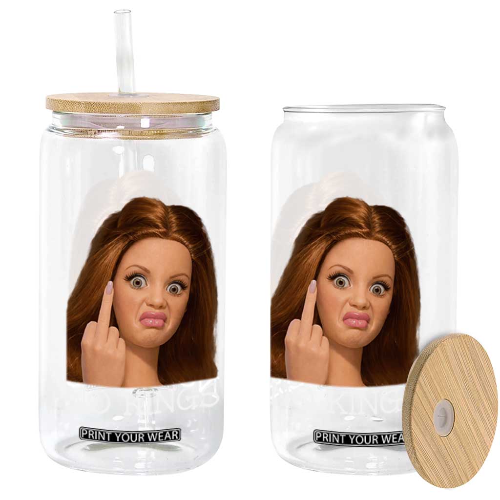No Kings Glass Can Funny Disgusted Doll Face Meme TS12 Print Your Wear