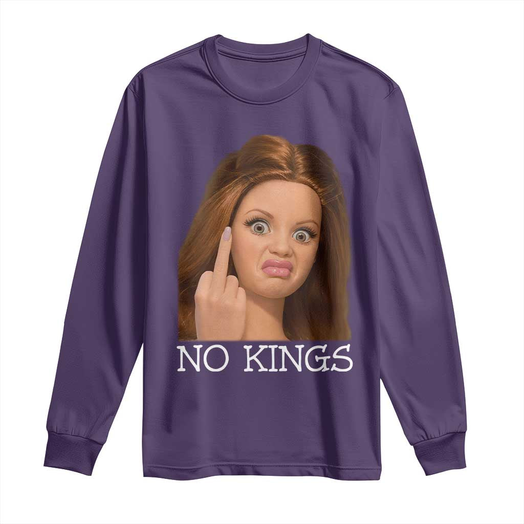 No Kings Long Sleeve Shirt Funny Disgusted Doll Face Meme TS12 Purple Print Your Wear
