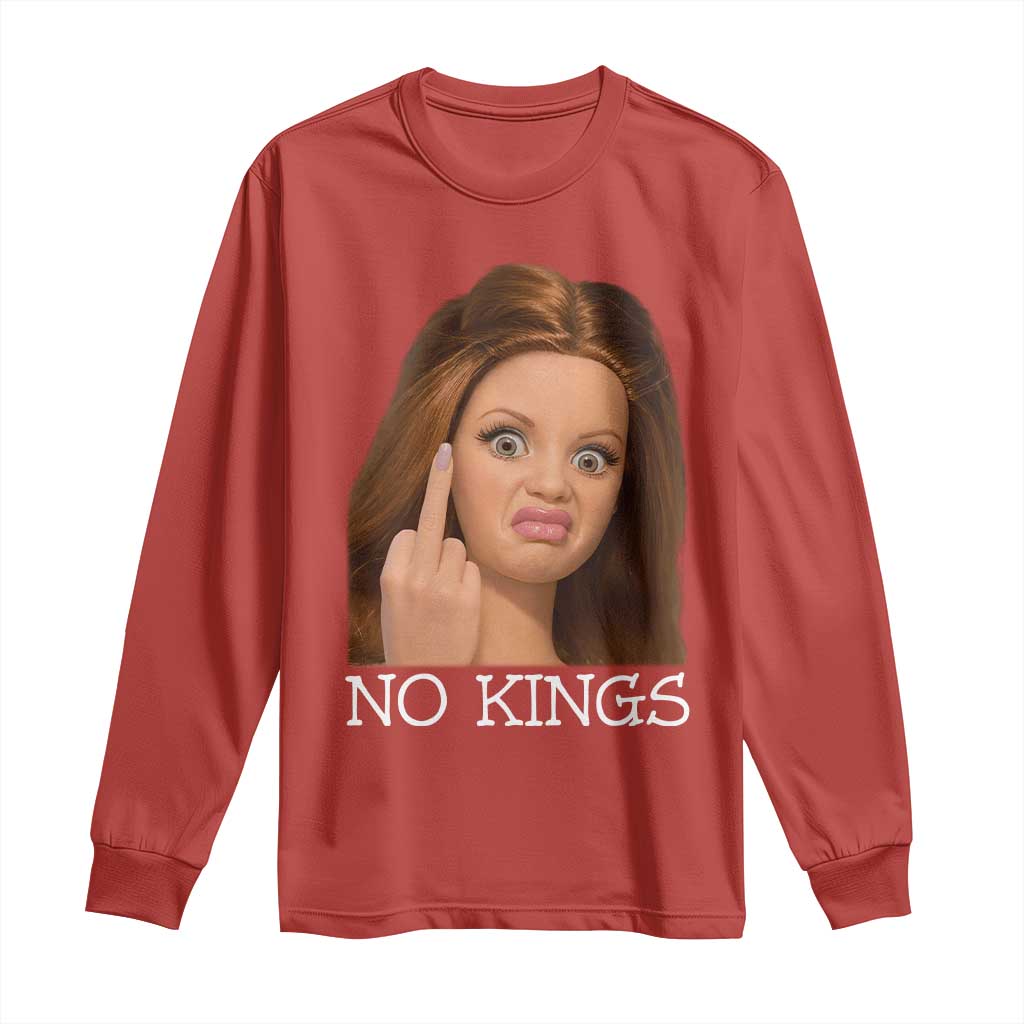 No Kings Long Sleeve Shirt Funny Disgusted Doll Face Meme TS12 Red Print Your Wear
