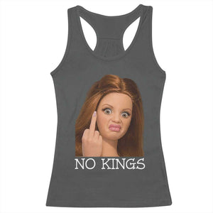 No Kings Racerback Tank Top Funny Disgusted Doll Face Meme TS12 Dark Heather Print Your Wear