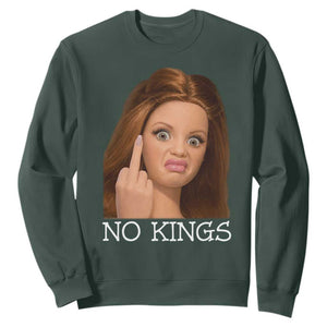 No Kings Sweatshirt Funny Disgusted Doll Face Meme TS12 Dark Forest Green Print Your Wear