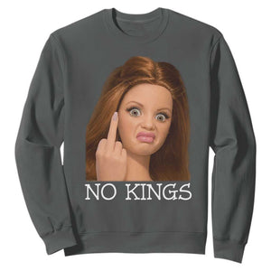 No Kings Sweatshirt Funny Disgusted Doll Face Meme TS12 Dark Heather Print Your Wear