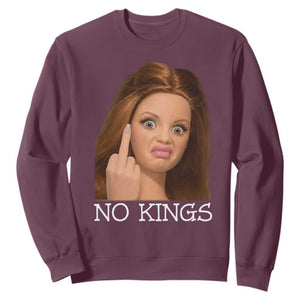 No Kings Sweatshirt Funny Disgusted Doll Face Meme TS12 Maroon Print Your Wear