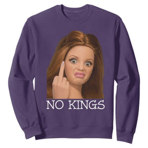 No Kings Sweatshirt Funny Disgusted Doll Face Meme TS12 Purple Print Your Wear