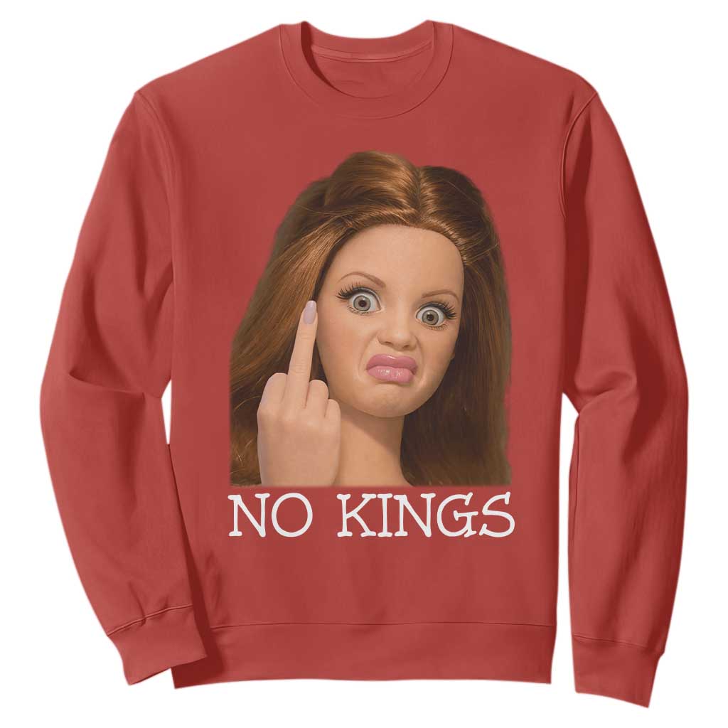 No Kings Sweatshirt Funny Disgusted Doll Face Meme TS12 Red Print Your Wear
